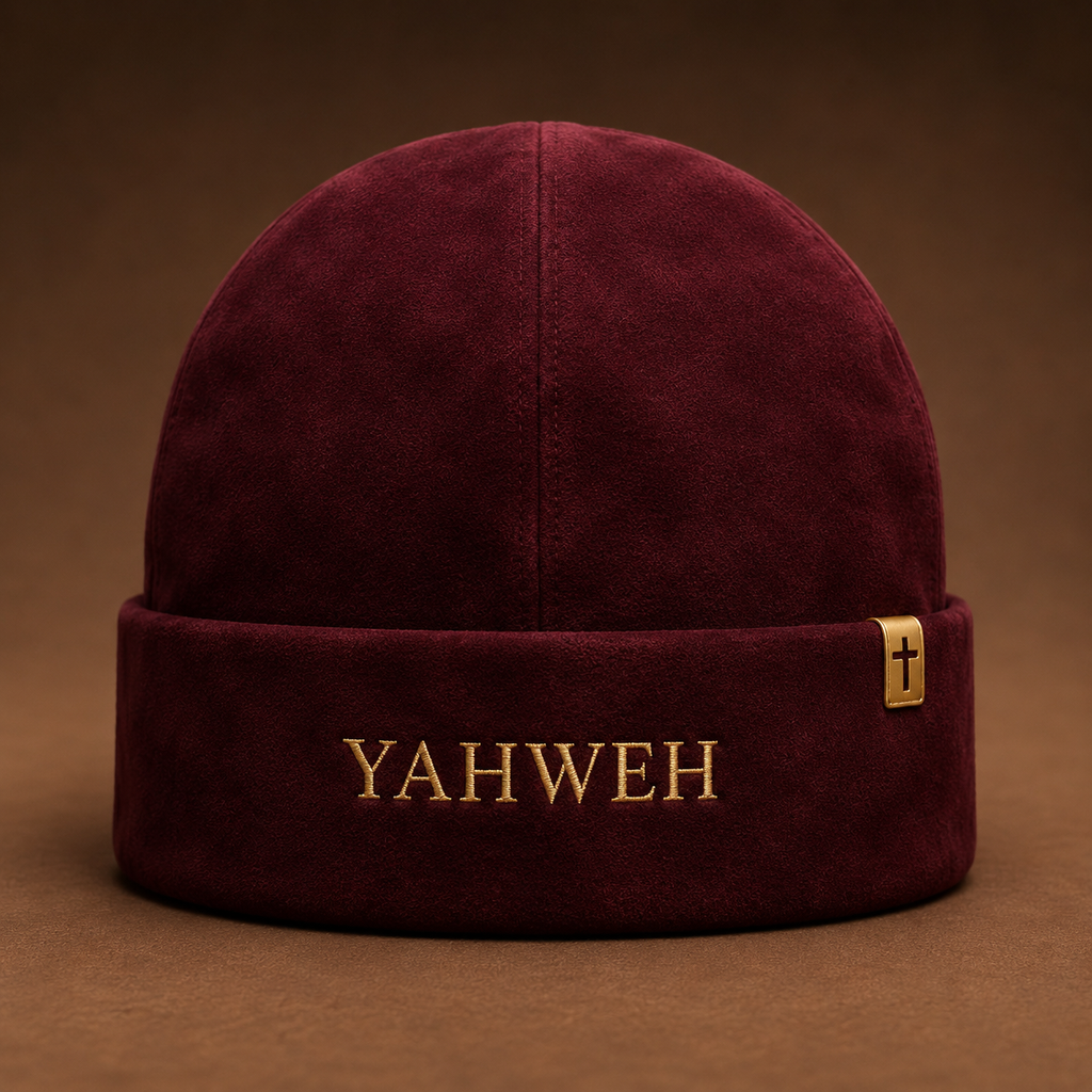 YAHWEH The Most High Burgundy Suede Beanie