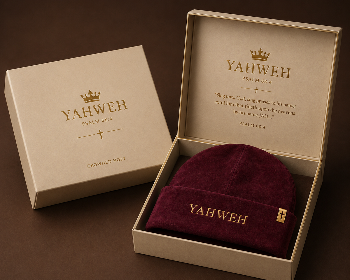 YAHWEH The Most High Burgundy Suede Beanie