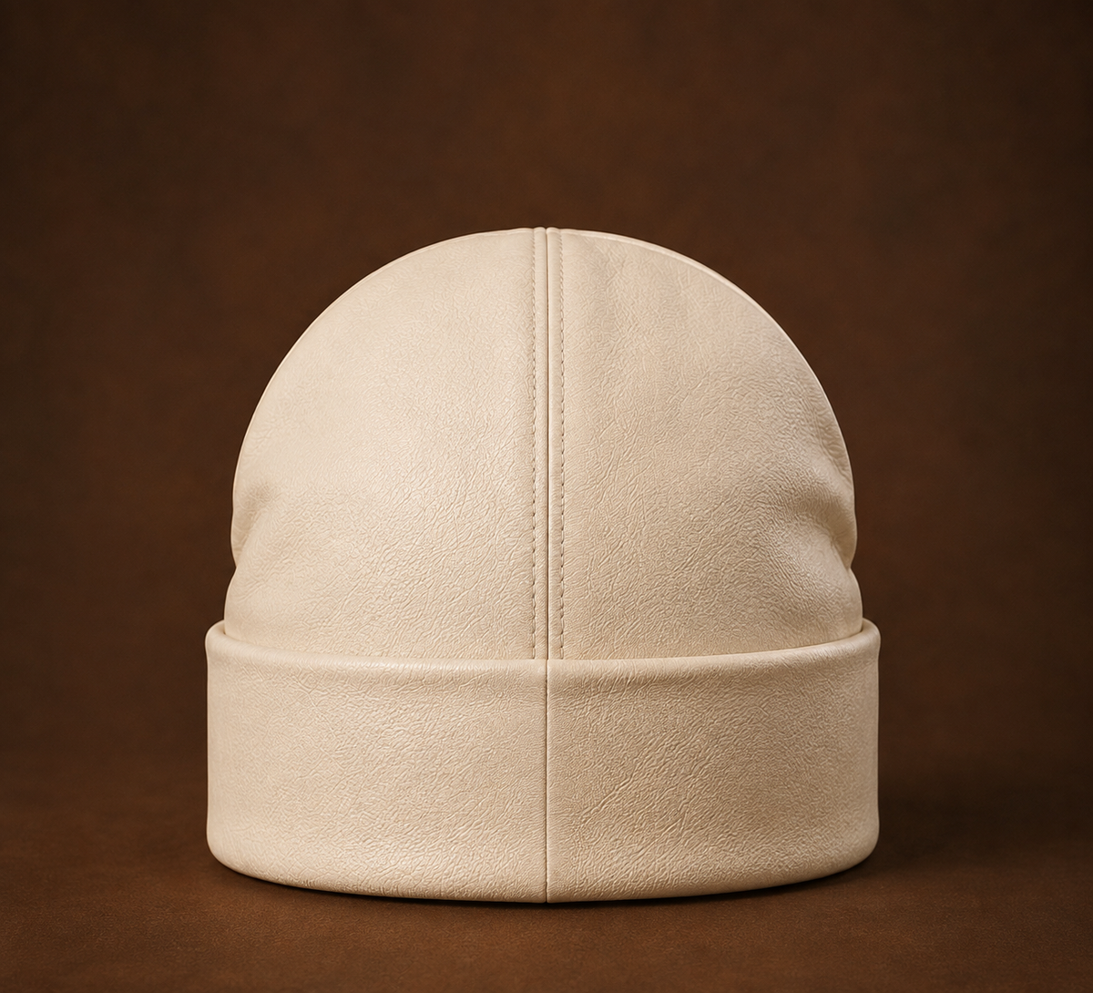 God Is Within Her — Cream Leather Beanie