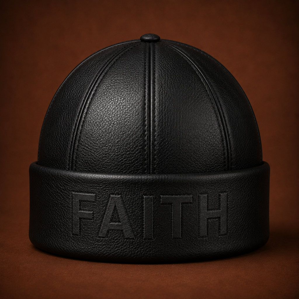 FAITH UNSEEN — Onyx Leather Beanie