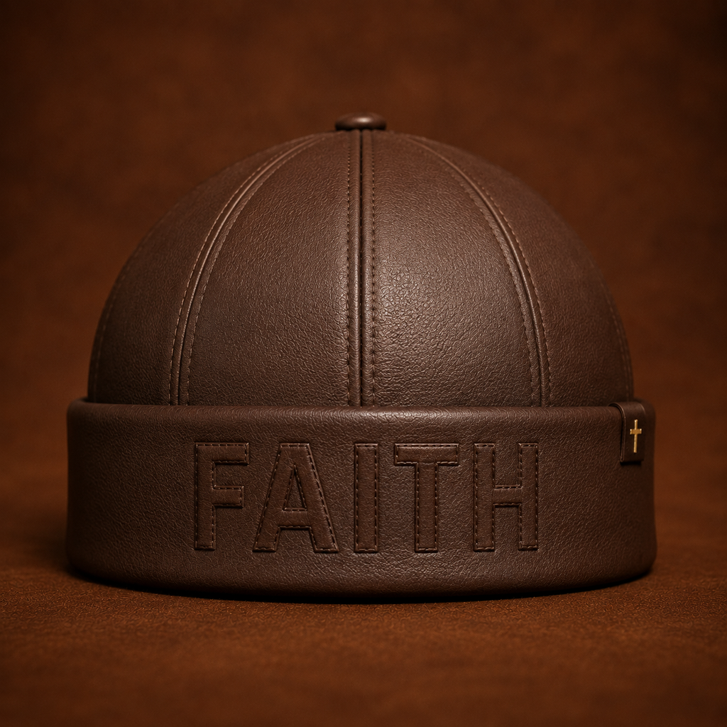 WALK BY FAITH — Covenant Brown Leather Beanie