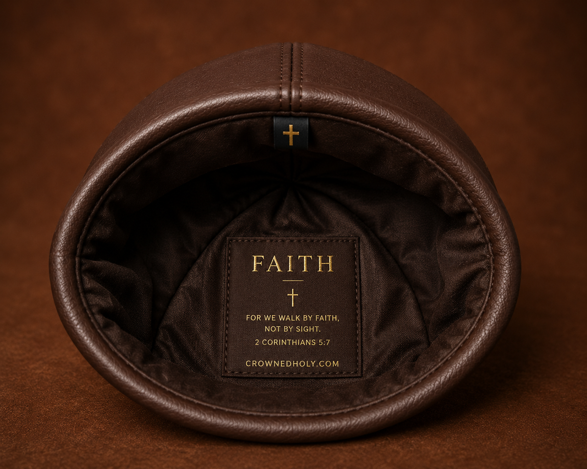 WALK BY FAITH — Covenant Brown Leather Beanie