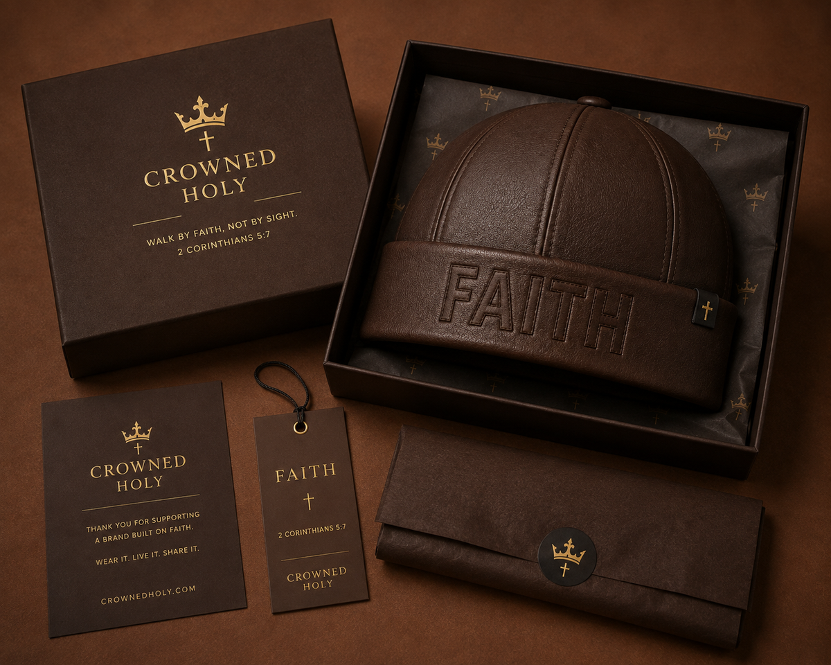 WALK BY FAITH — Covenant Brown Leather Beanie
