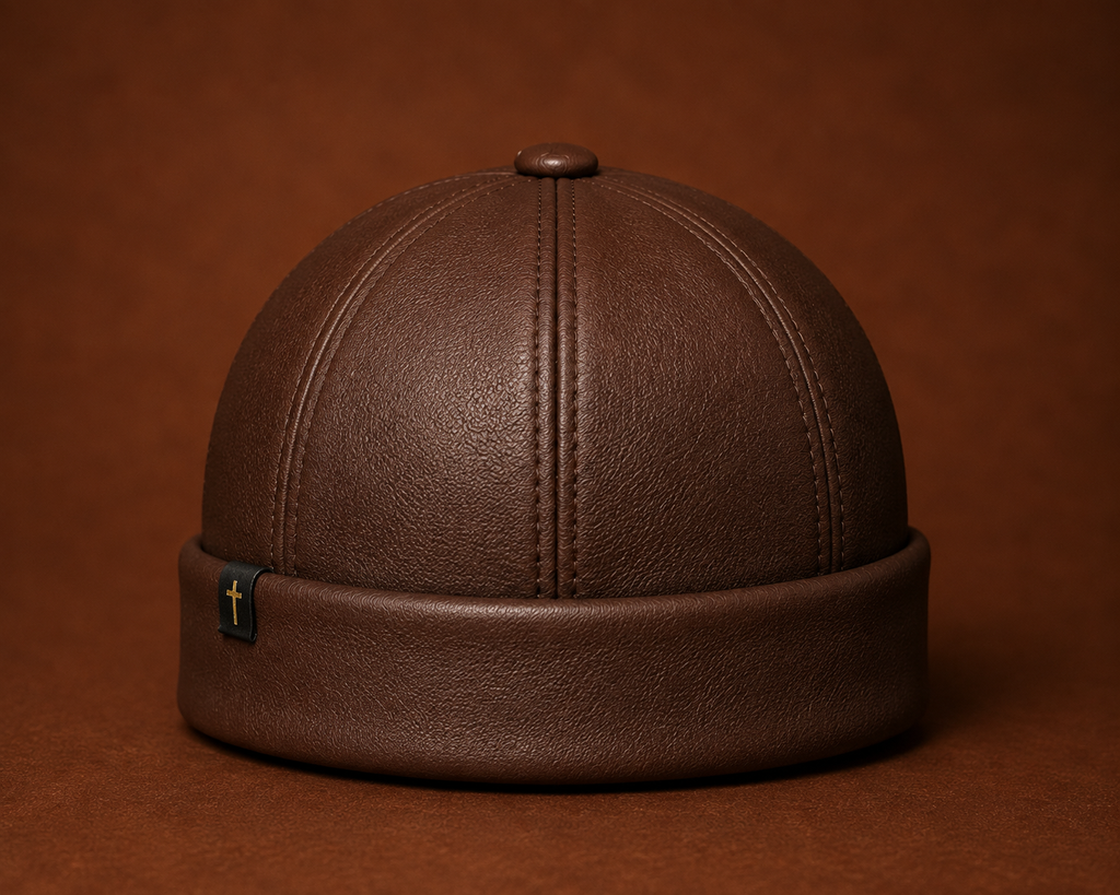 WALK BY FAITH — Covenant Brown Leather Beanie