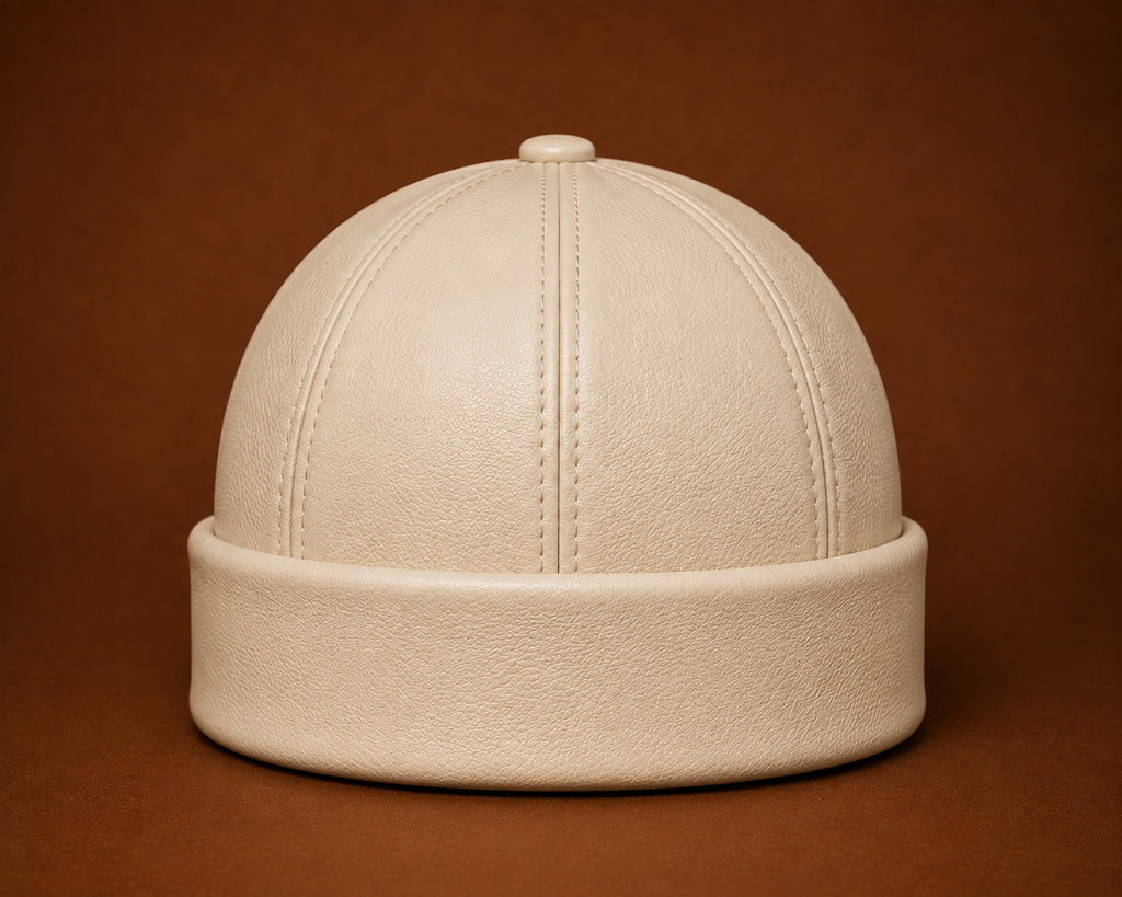 FAITH IN HIM — Ivory Leather Beanie