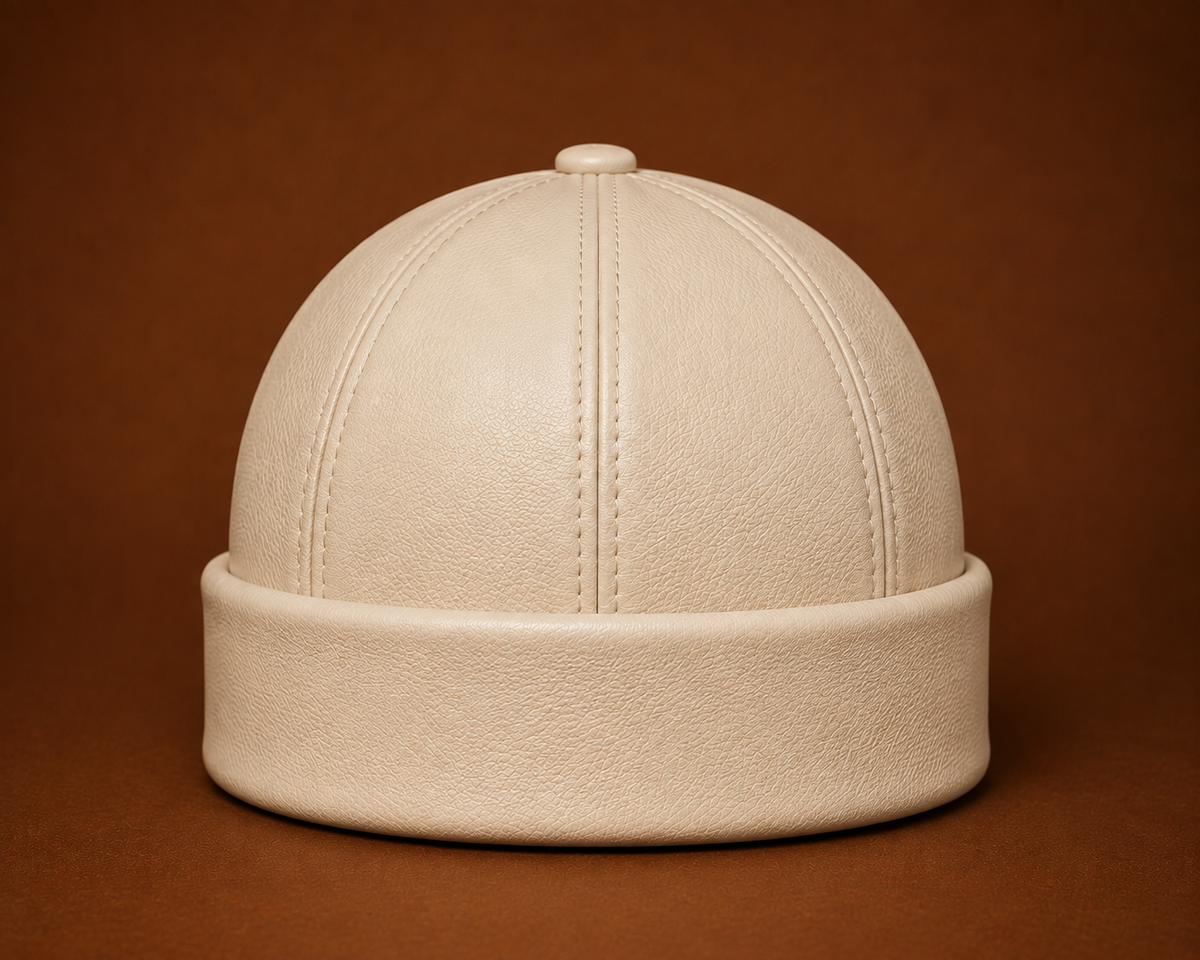 FAITH IN HIM — Ivory Leather Beanie