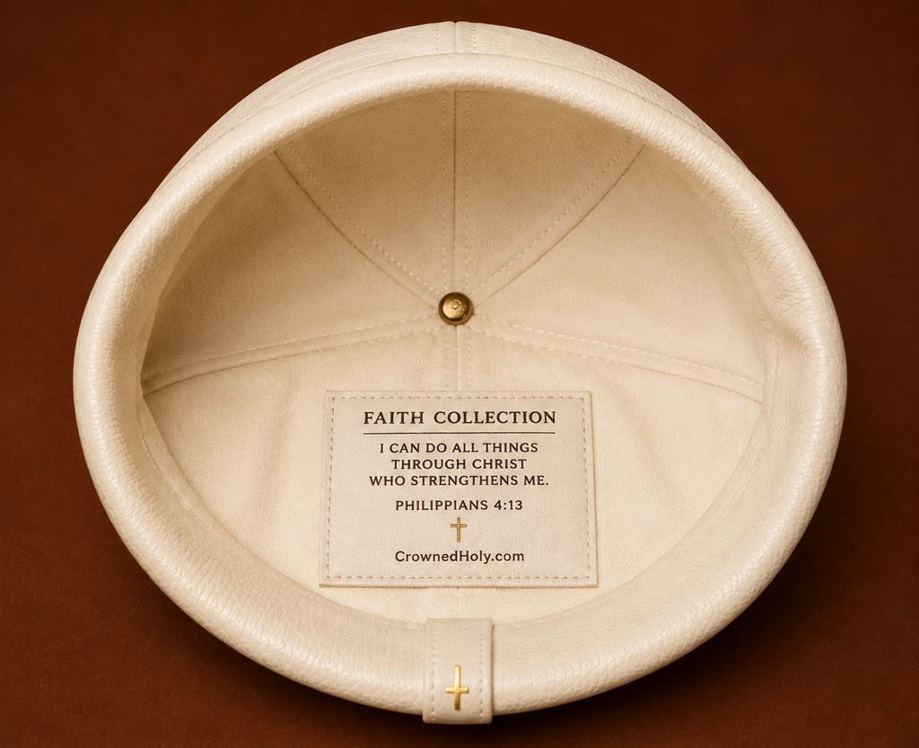 FAITH IN HIM — Ivory Leather Beanie