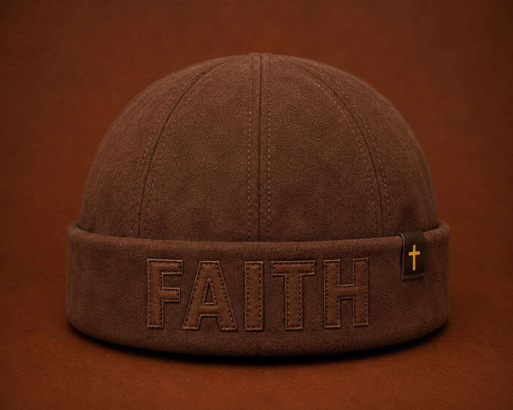 ROOTED IN FAITH — Mocha Suede Beanie