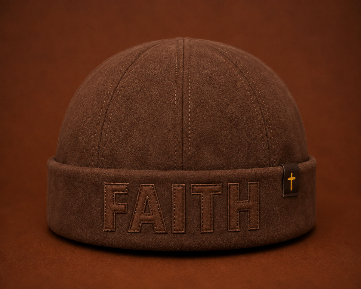 ROOTED IN FAITH — Mocha Suede Beanie