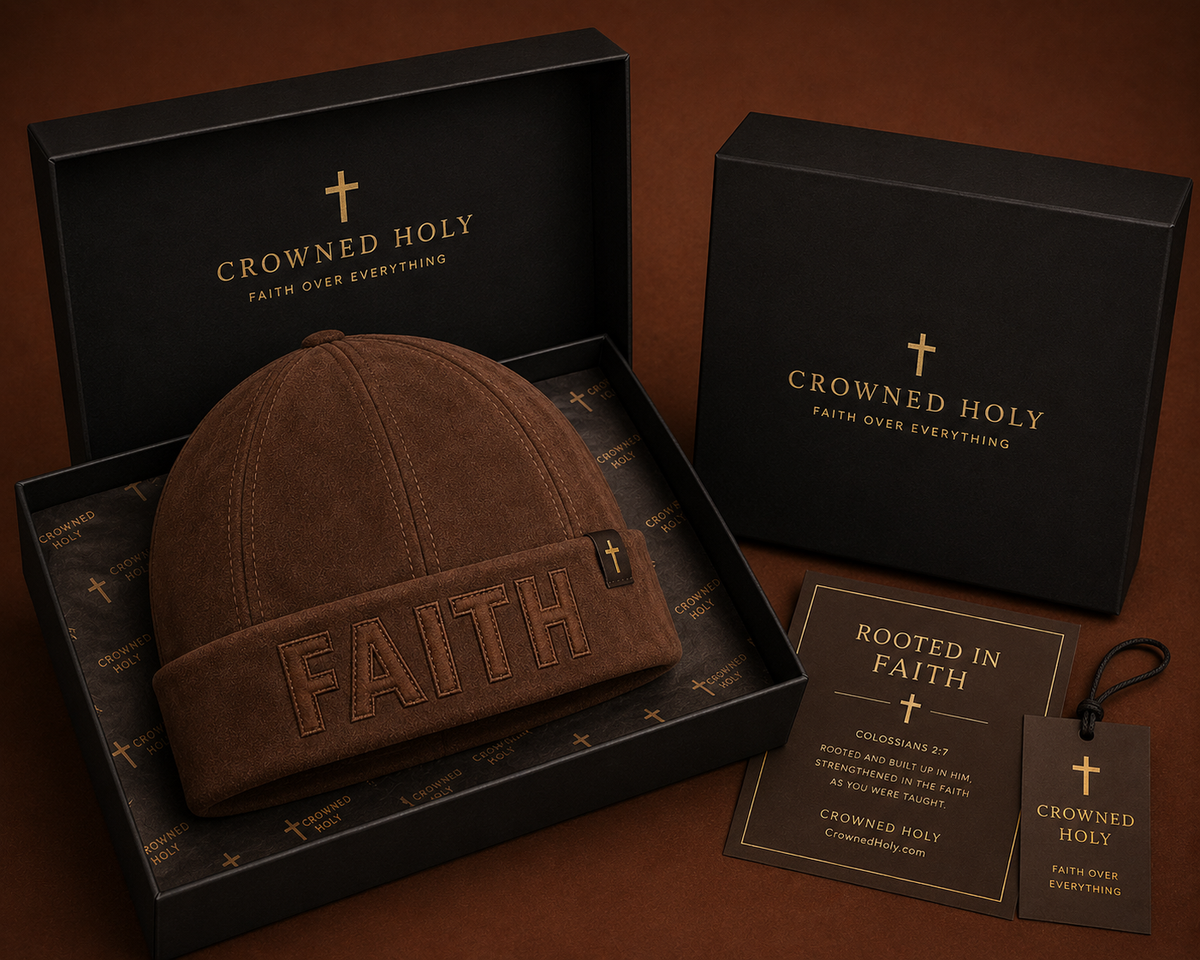 ROOTED IN FAITH — Mocha Suede Beanie