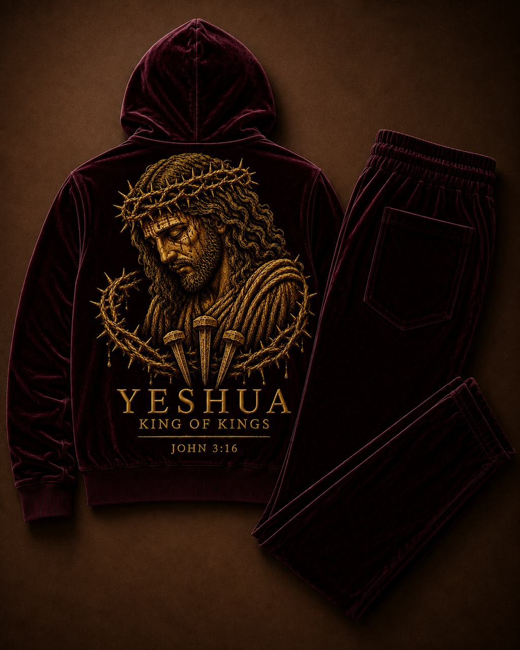THE PRICE WAS PAID — Burgundy Velour Set