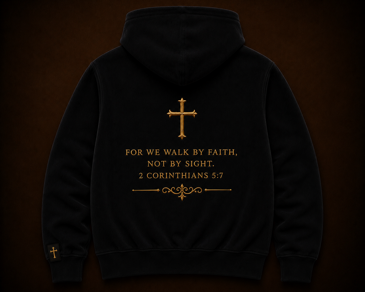 WALK BY FAITH — Onyx Black Hoodie
