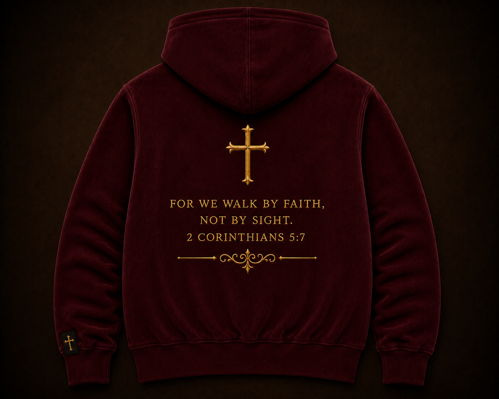 WALK BY FAITH — Covenant Burgundy Hoodie