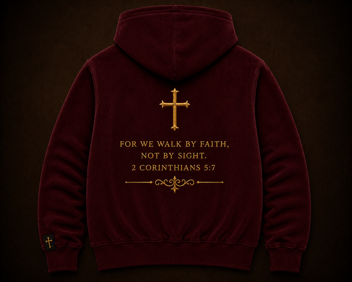 WALK BY FAITH — Covenant Burgundy Hoodie